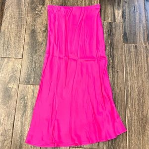 Anthropologie midi pink silk skirt